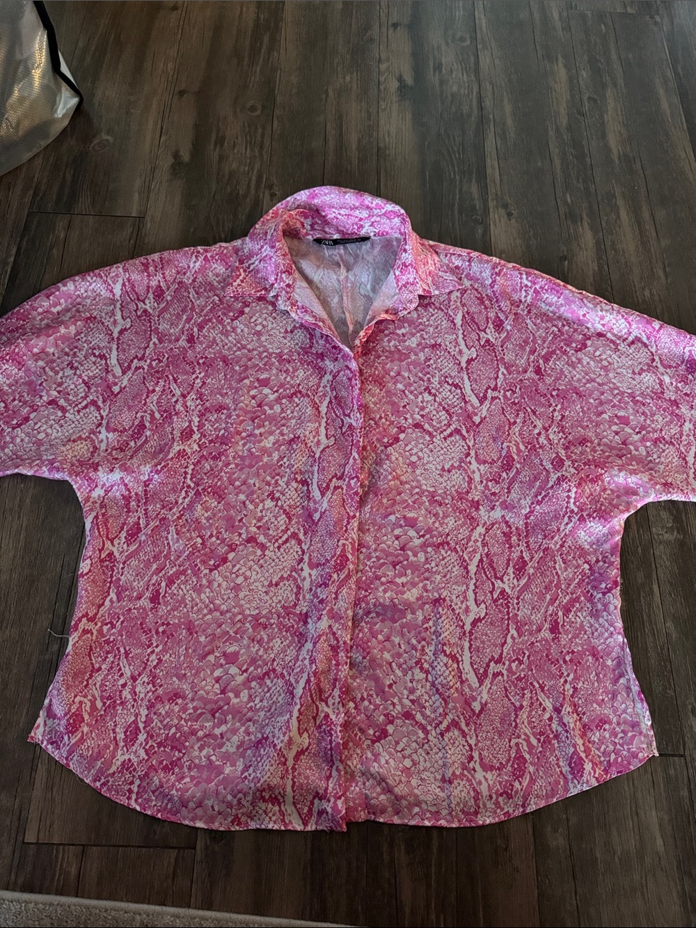 Zara Pink and White Patterned Blouse